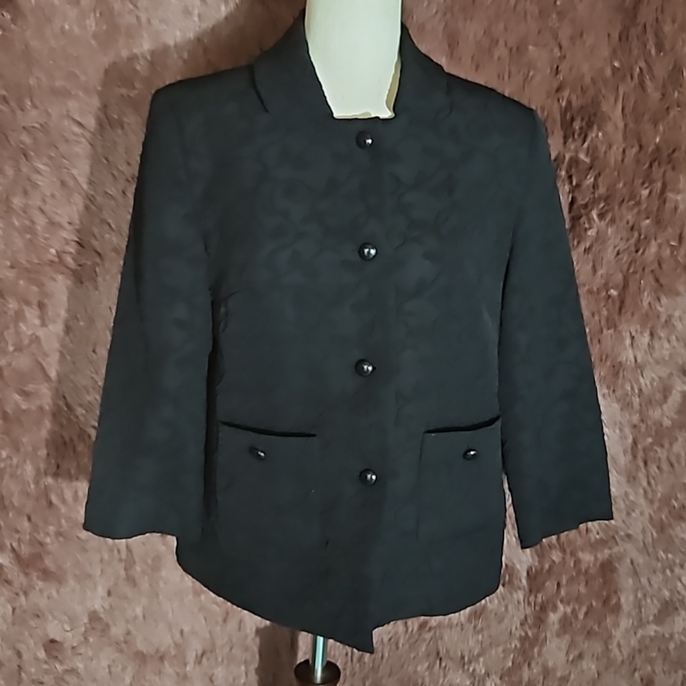 Peck & Peck Textured Black Blazer Jacket
